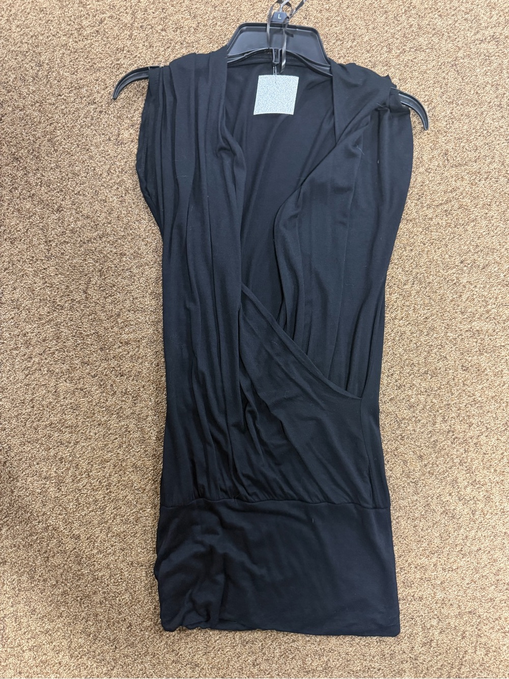 Draped Sleeveless Black Dress